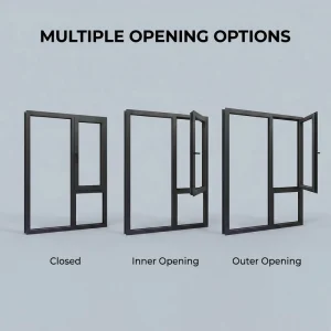 Tilt-Turn Slim Frame Soundproof Aluminum Casement Windows with Integrated Mosquito Net Screen