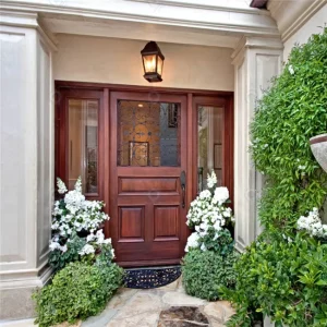 Timber Solid Wood Windproof Entrance Door with Custom Finish for Villa or Basement