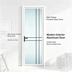Titanium-Magnesium Alloy Profile Double-Pane Tempered Glass Swing Door, Custom-Made for Bathroom or Kitchen