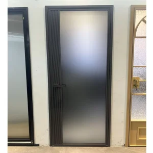 Toilet Privacy Frosted Tempered Glass Swing Door with Turn and Release Thumb Lock