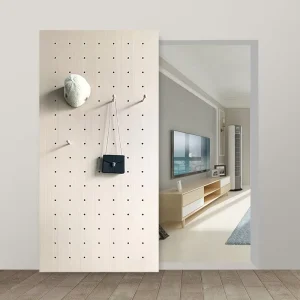 Trackless Sliding Hidden Interior Door with Grille for Kitchen