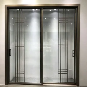 Trackless Vertical Groove Three-Linkage Sliding Door for Modern Residential Bedroom Balcony Separation