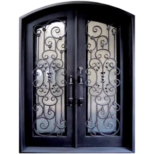 Traditional Arched-Top Iron Double Entry Swing Door
