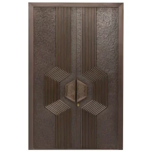 Traditional Metal Copper Double Security Entry Door with Antique Effect