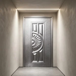 Traditional Side-Opening Steel Door with Embossed Pressed Sheet Skin, Anti-Theft Security Exterior Door