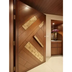 Traditional Solid Wood Entry Door with Frosted Glass