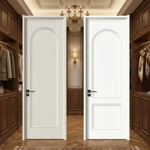 Traditional Wood Composite SPC Interior Door with Round-Top Arched Design and Frame