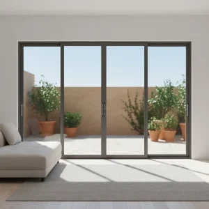 Two-Rail Horizontal Sliding Door Narrow Frame Aluminum Alloy for Modern Kitchen and Living Room