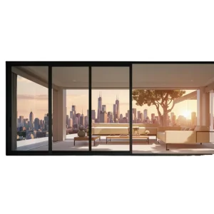 Two-Track Narrow Aluminum Alloy Frame Glass Sliding Door for Indoor Use
