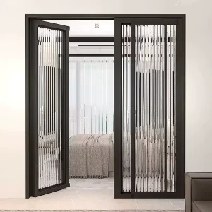 Typhoon-Resistant Aluminum Sliding Swing Door, Double-Glazed, Heat-Insulating, Full-Opening Balcony Door