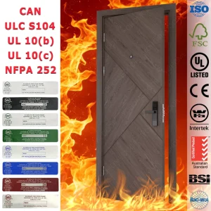 U L Listed High End 5 Stars Hotel Guest Room Entrance Door Safety Fire Rated Doors 60 Minute Fire Resistant Wood Doors