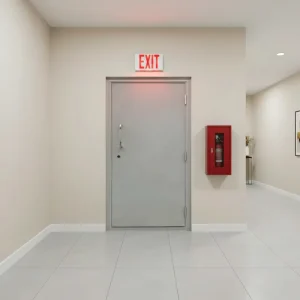 UL 90-Minute Stainless Steel Fire Door, 45 mm Sheet, FD60 Single Door with Panic Bar