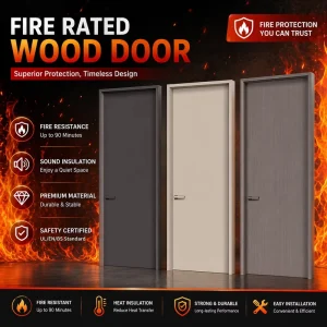 UL/BS/EN Certified Factory Direct Custom Fire-Rated Wooden Interior Door for Hotel, Apartment, and Hospital