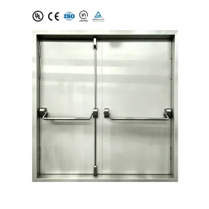 UL/CE Certificated Steel Fire Rated Double Fire Proof Door with Push Bar for Hospital Factory Emergency Exit Commercial Door
