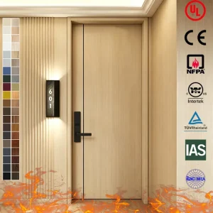 UL CE Certified Fire Rated Acoustic Wooden Hotel Guest Room Door, Customizable