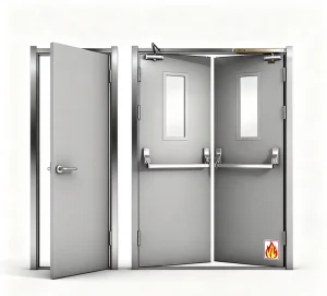 UL Listed Double Leaf Fire Rated Metal Emergency Exit Door with Frame