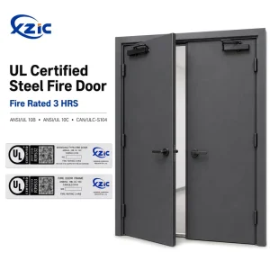 UL Listed Steel Fire-Rated Double-Leaf Door 60-180 Minute Rating with Powder Coating for Commercial Projects