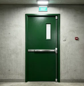 UL or CE Certified Galvanized Steel Fire Door 60 Min Fireproof Single Leaf with Push Bar and Vision Panel for Interior