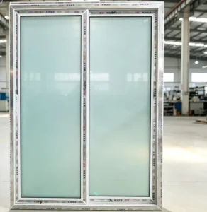 UPVC PVC Sliding Door with Double Panels and Frosted Glass for Balcony, Bedroom, and Garden