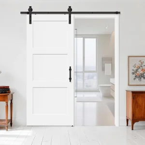 US-Standard 3-Panel Solid-Core Interior Barn Door with Hardware Set