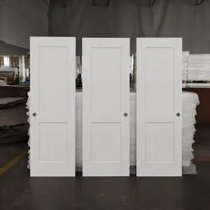 US Standard 30 x 80 Inch 2-Panel Solid Wood Shaker Door White Primed Solid Core Interior Door Slab