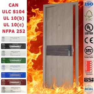 US Standard Fire-Rated Wood Hotel Door with Metal Frame, 20/45/60/90 Minutes