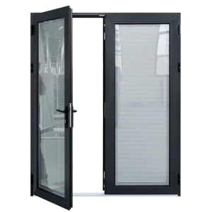 USA-Certified Energy-Saving Aluminum Casement Door, Double-Pane Glass, Built-In Blinds and Grille Design