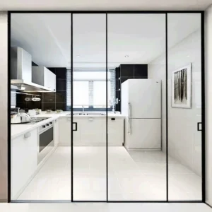 Ultra-Narrow 3-Track Aluminum Alloy Sliding Door, Double-Glazed Tempered Glass, Soundproof, Kitchen