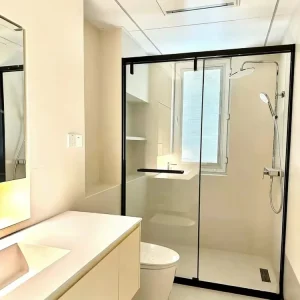 Ultra Narrow 304 Stainless Steel Soft Close Sliding Shower Door Tempered Glass Bathroom Partition