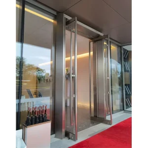 Ultra-Narrow Aluminum Alloy Frame Glass Swing Door, Commercial Use, Modern Style