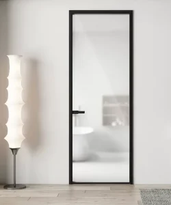 Ultra-Narrow Aluminum Alloy Tempered Glass Side-Hung Minimalist Bathroom Door Super White