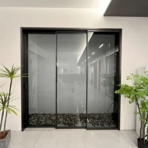 Ultra-Narrow-Frame 3-Panel Aluminum Glass Sliding Door, Space-Saving, for Kitchen or Living Room Partition