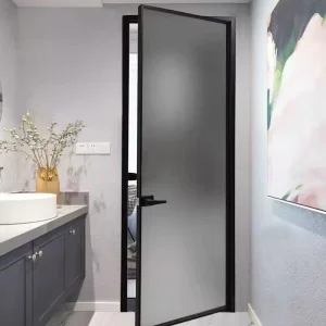 Ultra-Narrow Frame Aluminum Alloy Glass Side-Opening Swing Door with Waterproofing for Kitchen or Hotel