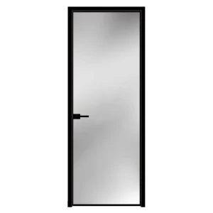 Modern Minimalist Aluminum Bathroom Swing Door with Frosted Glass