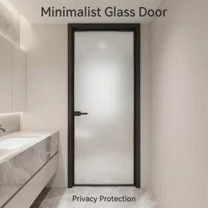 Ultra-Narrow Frame Aluminum Hinged Door Sound-Insulating Clear Tempered Glass Waterproof for Hotel Bedroom