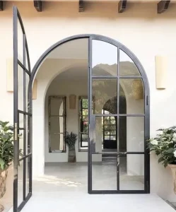 Ultra-Narrow-Frame Custom Arched Steel Swing Door, Circular Shape