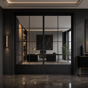 Ultra Narrow Frame Modern Aluminum Sliding Glass Door Sound Insulation Smooth Sliding Interior Door for Bedroom Home Decoration