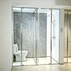 Ultra Narrow-Frame T-Type Pivot Shower Enclosure 304 Stainless Steel Sliding Swing Door