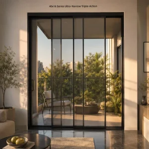 Ultra Narrow Frame Triple Panel Sliding Glass Door for Office Space Partition and Minimalist Living Room Decor