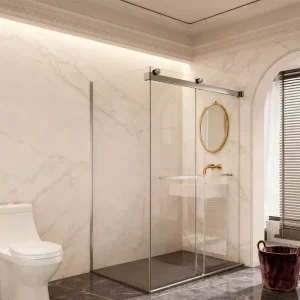 Ultra Narrow Frameless Rectangular Bathroom Shower Room Sliding Door for Hotel and Apartment Use