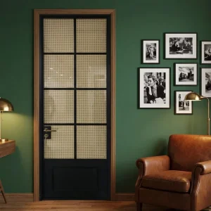 Ultra-Narrow Kitchen Swing Interior Door Slim Frame Aluminum Alloy Frosted Privacy Glass