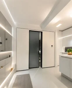 Ultra Narrow Single Track Sliding Door Aluminum Alloy Glass Interior Door for Kitchen Bathroom
