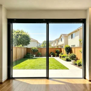 Ultra-Slim Frame Aluminum Panoramic Glass Sliding Door with Smart Lock and Automatic Opening