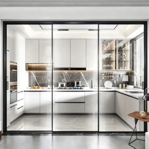 Ultra-Slim Frameless Waterproof Soundproof Glass Sliding Panel for Kitchen, Balcony, and Indoor Room Separation