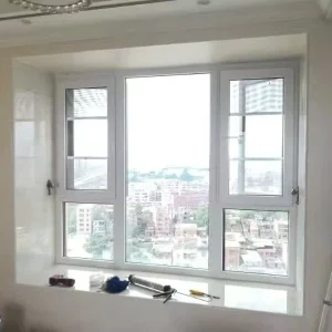 Ultra-Slim Matte Black Aluminum Casement Window with Narrow Frame and Clear Glass