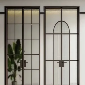 Ultra Thin Narrow Border Aluminum French Double Swing Doors Floor-to-Ceiling Thermal Break Tempered Glass Windproof Custom House