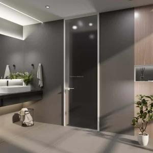 Ultra Trendy Modern Design Slim Frame Swing Glass Interior Door Aluminum Alloy Windproof Finished Surface for Hotel Apartment