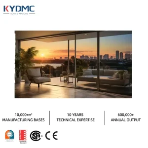 Ultra narrow Black Frame Double Glass Sliding Doors Three panel Water Resistant NFRC AS2047 Balcony Sliding Door