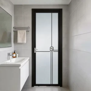 Ultra-slim Frame Waterproof Moisture-proof Bathroom Kitchen Shower Swing Door Aluminum Alloy Durable Glass Door