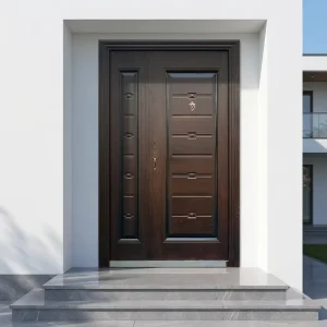 Unequal Double Leaf Security Steel Apartment Front Entry Door